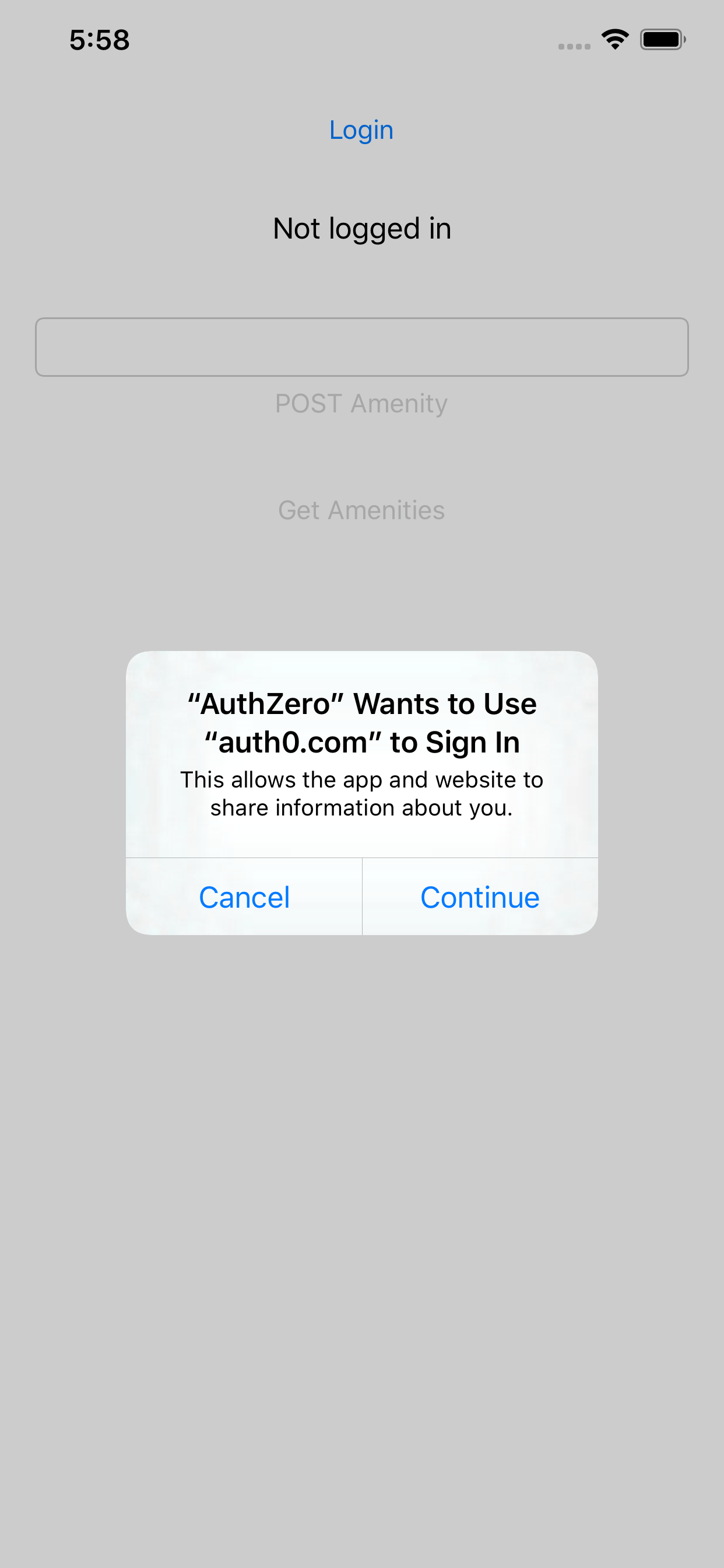 iOS permission prompt for Login