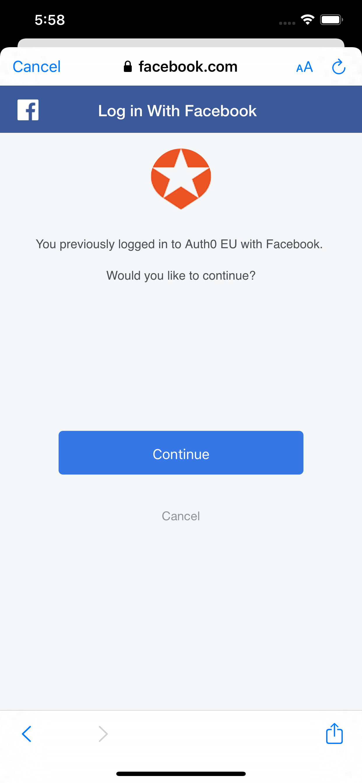 Facebook confirmation